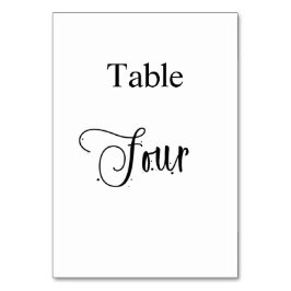 Numeração De Mesa Caligrafia branca negra mesa 4 4 elegante