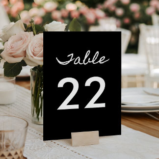 Numeração De Mesa Caligrafia Casual Preto e Branco