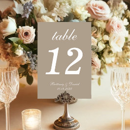 Numeração De Mesa Caligrafia de Casamento Bege Simples Rota Neutros 
