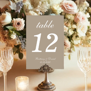 Numeração De Mesa Caligrafia de Casamento Bege Simples Rota Neutros