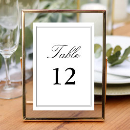 Numeração De Mesa Caligrafia de Casamento com Script Branco Elegante