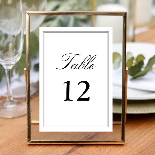 Numeração De Mesa Caligrafia de Casamento com Script Branco Elegante (Criador carregado)