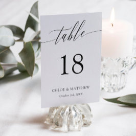 Numeração De Mesa Caligrafia Delicada - Nomes e Data de Casamento