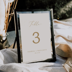 Numeração De Mesa Caligrafia Dourada Delicada   Casamento Creme