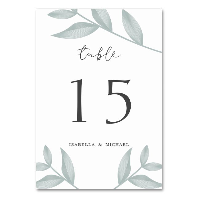 Numeração De Mesa Caligrafia elegante Casamento Botânico (Frente)