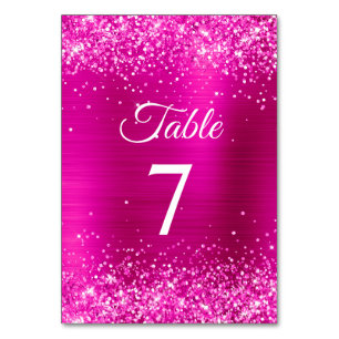 Numeração De Mesa Caligrafia Elegante De Folha Rosa Quente