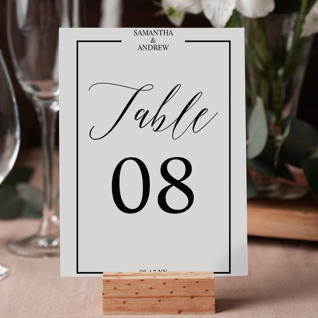 Numeração De Mesa Caligrafia elegante - número de tabela branca pret (Elegant calligraphy black white table number)