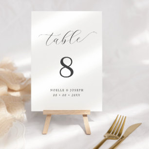 Numeração De Mesa Caligrafia Elegante Simples Casamento Preto e Bran