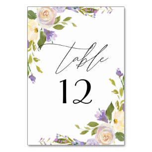 Numeração De Mesa Caligrafia floral roxa elegante da aguarela