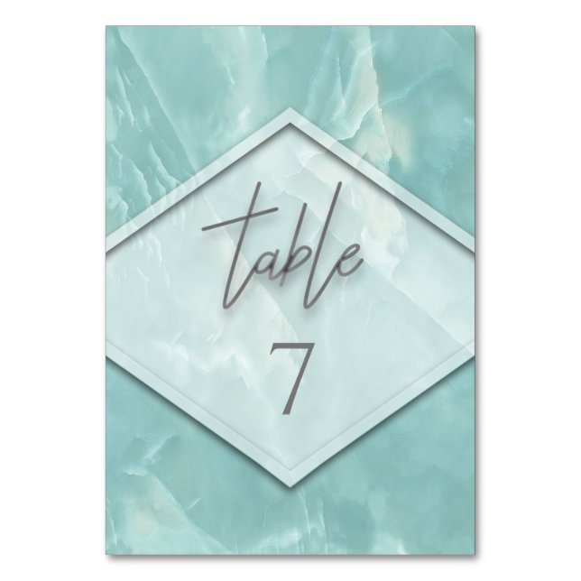 Numeração De Mesa Caligrafia geométrica romântica teal (Frente)