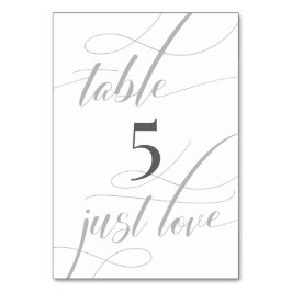 Numeração De Mesa Caligrafia Minimalística da Simples Cinza Branca E