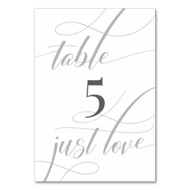 Numeração De Mesa Caligrafia Minimalística da Simples Cinza Branca E (Frente)