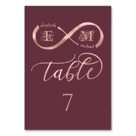 Numeração De Mesa Caligrafia por monograma romântico de ouro infinit