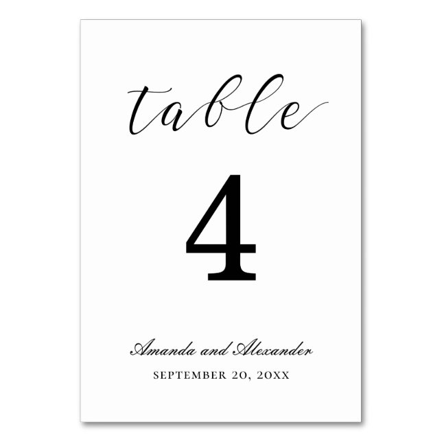 Numeração De Mesa Caligrafia preta e branca. Casamento com roteiro m (Verso)
