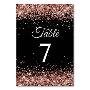 Numeração De Mesa Caligrafia Preta Elegante Dourado Rosa