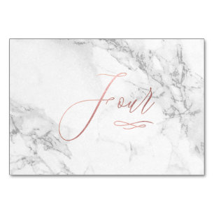Numeração De Mesa Caligrafia Romântica Rosa Dourada Marble Faux Quat