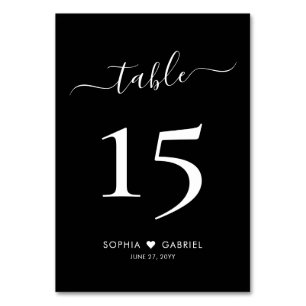 Numeração De Mesa Caligrafia Script Black Weding Double Sided
