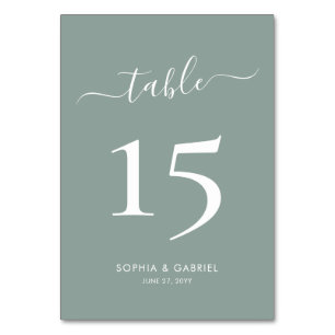Numeração De Mesa Caligrafia Script Sage Casamento Verde Duplo Lado