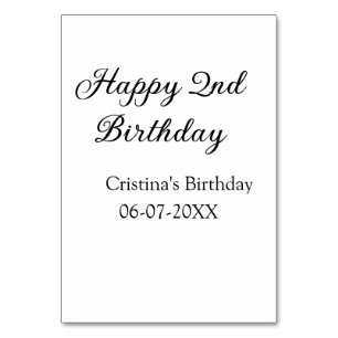 Numeração De Mesa caligrafia simples segundo aniversário feliz mínim