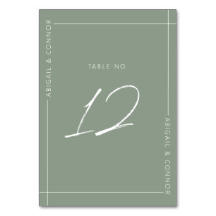 Numeração De Mesa Caligrafia Verde Sage Moderna Simples