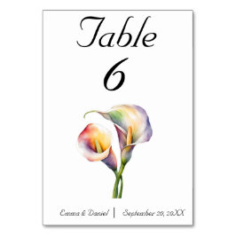 Numeração De Mesa Calla Aquarela Elegante Lírios Românticos
