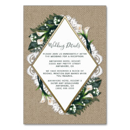 Numeração De Mesa Calla Lily Burlap and Lace Wedding Insert Cards