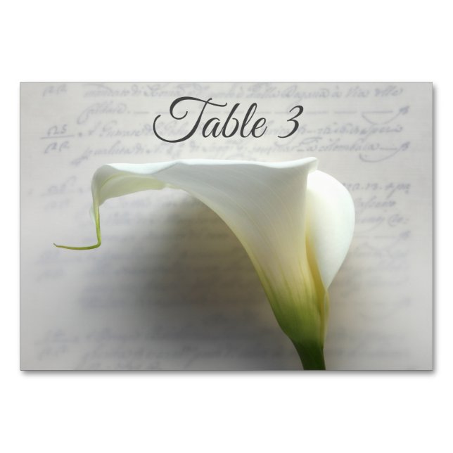 Numeração De Mesa Calla lily na caligrafia (Frente)