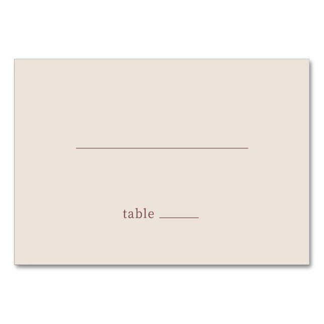 Numeração De Mesa Calm Beige Minimalist Table Card (Frente)