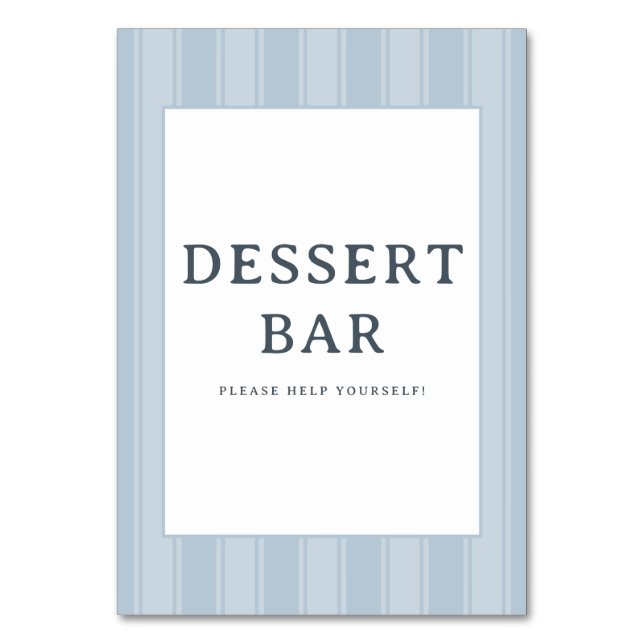 Numeração De Mesa Calm Blue Minimalist Dessert Bar Sign (Frente)