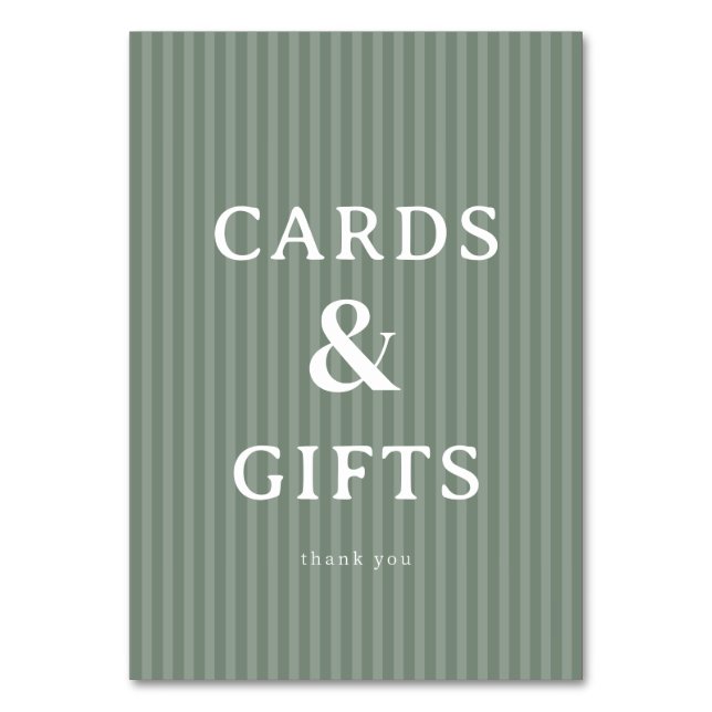 Numeração De Mesa Calm Green Minimalist Gratitude Card (Frente)