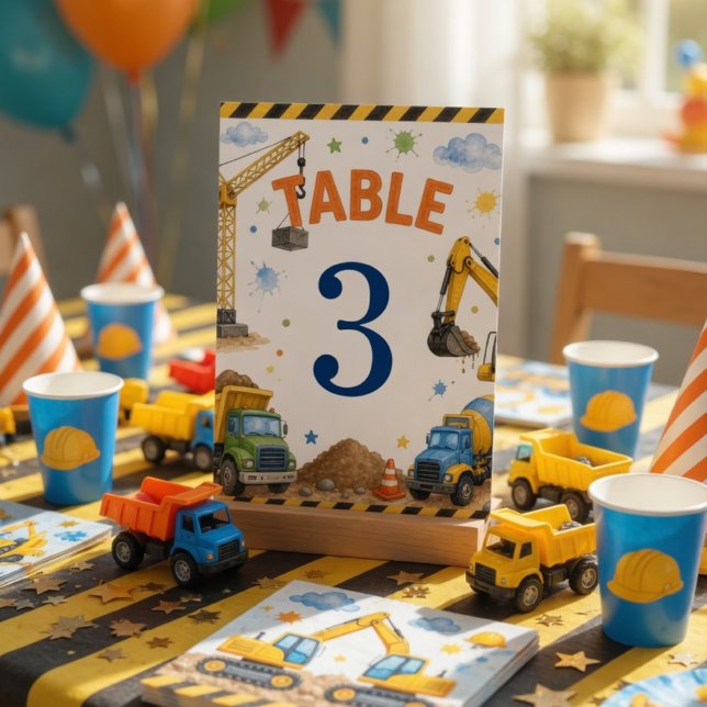 Numeração De Mesa Caminhão de Aniversário de Construção Festa de Ani (Criador carregado)