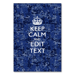 Numeração De Mesa Camo digital azul MANTÉM CALM E Editar Texto