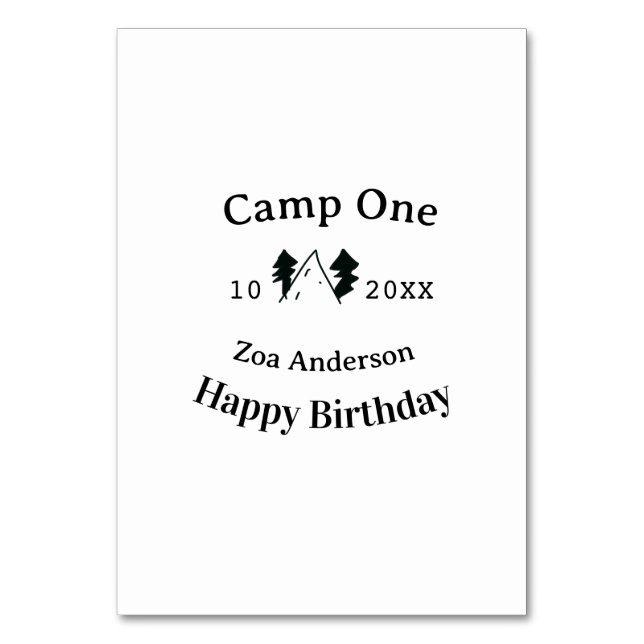 Numeração De Mesa Camp one happy birthday name date campingadventure (Frente)