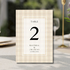 Numeração De Mesa Capa de Casamento Xadrez Marrom Clássico Cappuccin