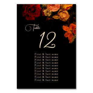 Numeração De Mesa Carta de Assentos para Casamento Floral Sombrio de