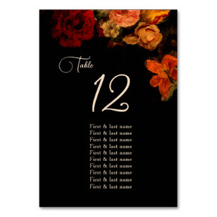 Numeração De Mesa Carta de Assentos para Casamento Floral Sombrio de