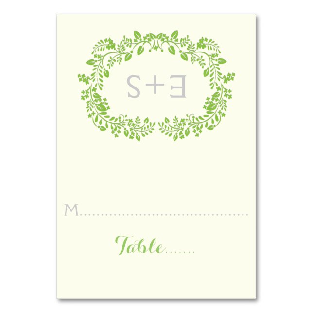 Numeração De Mesa carta de casamento do quadro foliar verde primaver (Frente)