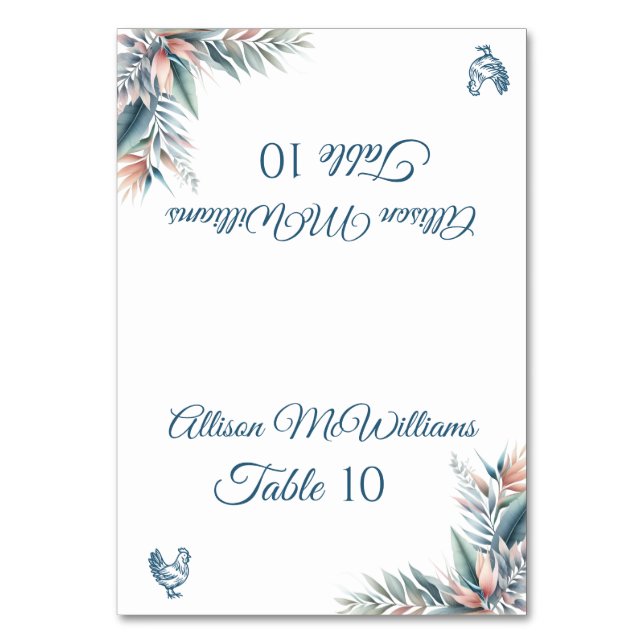 Numeração De Mesa Cartão-Tropical de Casamento-Aves de Sonho- (Frente)