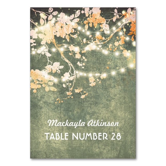 Numeração De Mesa cartas de escolta de casamento luzes galhos (Frente)