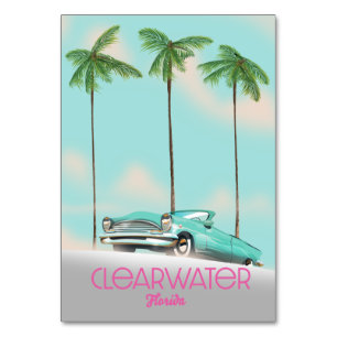 Numeração De Mesa Cartaz de viagem estilo vintage Clearwater Flórida
