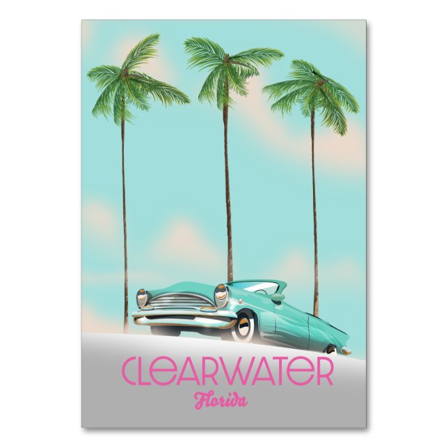 Numeração De Mesa Cartaz de viagem estilo vintage Clearwater Flórida (Frente)