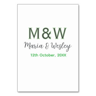 Numeração De Mesa Casal monograma cinza verde moderno romântico data