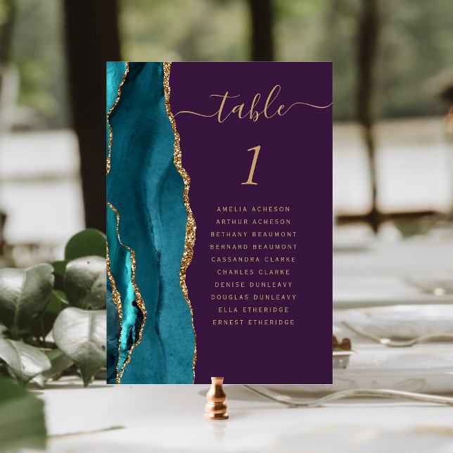 Numeração De Mesa Casamento Ágata Dourada Turquesa Roxo (Criador carregado)