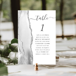 Numeração De Mesa Casamento Ágata Prata Cinza Branco