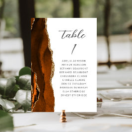 Numeração De Mesa Casamento Agate Laranja Queimada Dourado Script