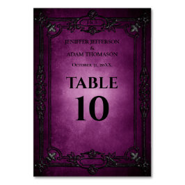 Numeração De Mesa Casamento Alternativo de Halloween em Roxo Gótico