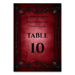 Numeração De Mesa Casamento Alternativo de Halloween Gótico Vermelho