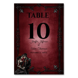 Numeração De Mesa Casamento Alternativo de Halloween Gótico Vermelho