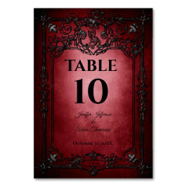 Numeração De Mesa Casamento Alternativo de Halloween Gótico Vermelho