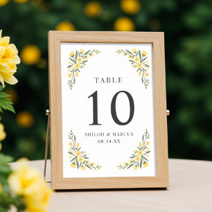 Numeração De Mesa Casamento Amarelo de Flores Selvagens
